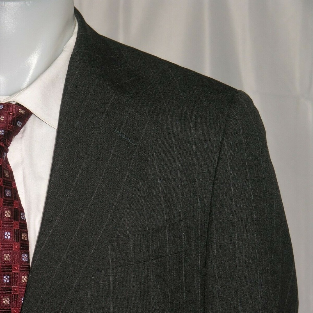Dunhill Super 100 Vintage Gray Striped Two Button Suit 38R